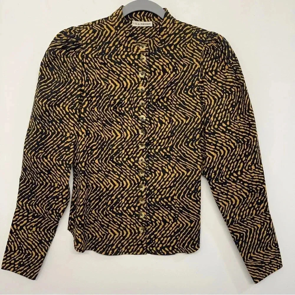 Ulla Johnson Prudence Blouse Size 2 Cotton Poplin Button Down‎ Puff Sleeve